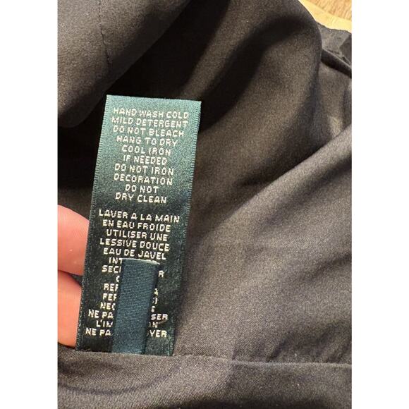 Ralph Lauren Black Tan Colorblock A Line Flare dress XL 16 Faux leather - Picture 9 of 9